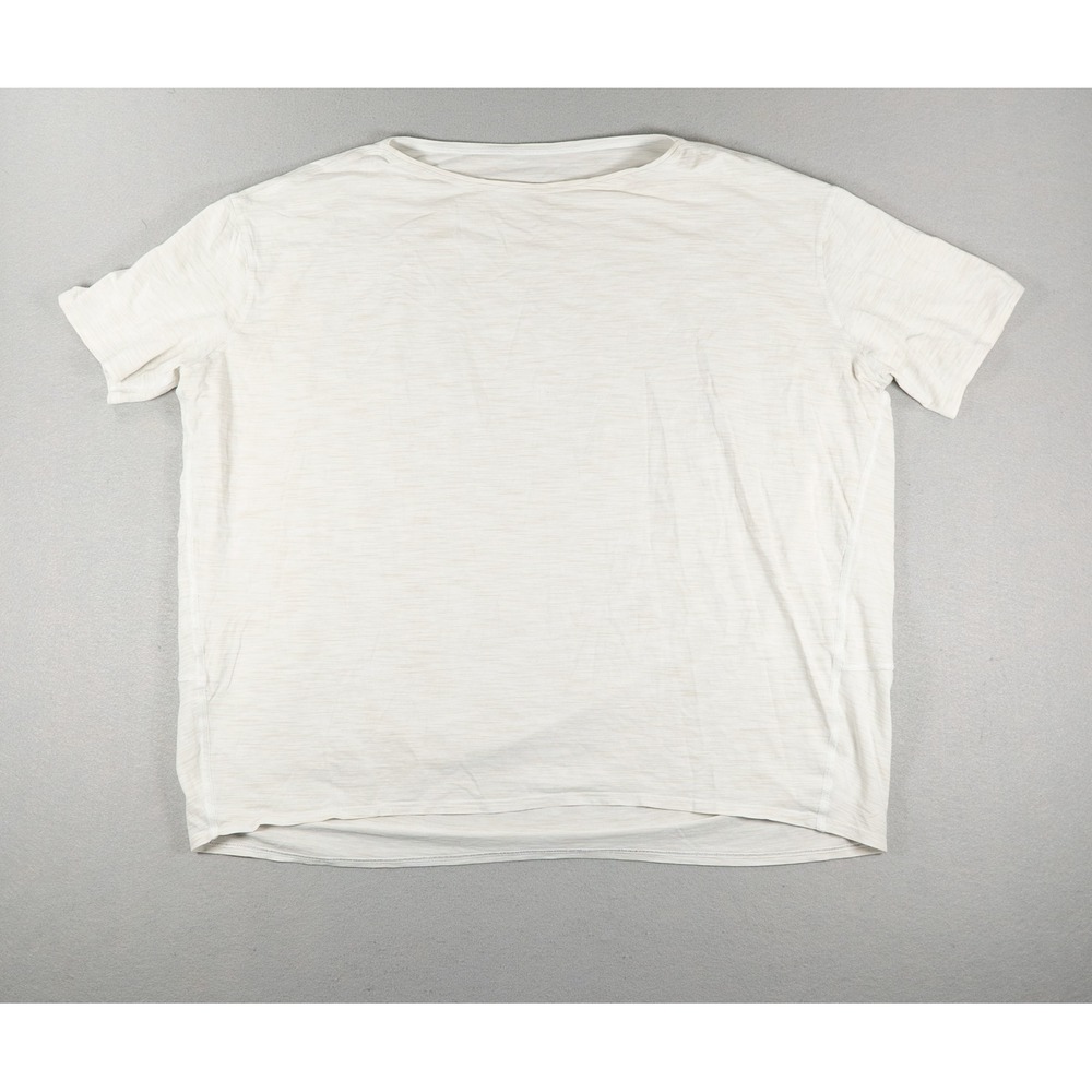 Lululemon Relaxed Fit Slub Jersey Boat Neck Short Sleeve T-Shirt Cream Heathered